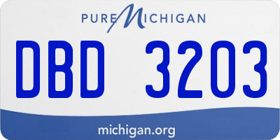 MI license plate DBD3203