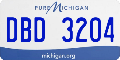 MI license plate DBD3204
