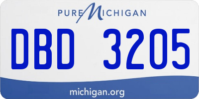 MI license plate DBD3205