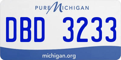MI license plate DBD3233