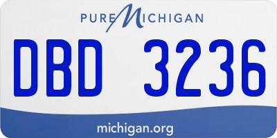 MI license plate DBD3236