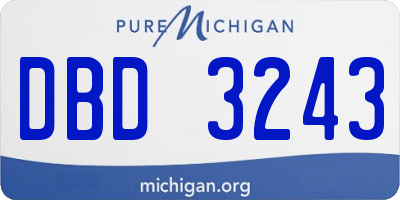 MI license plate DBD3243