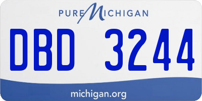 MI license plate DBD3244