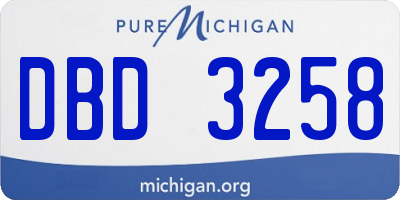 MI license plate DBD3258
