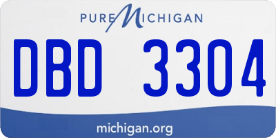 MI license plate DBD3304