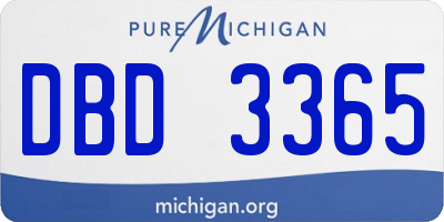 MI license plate DBD3365