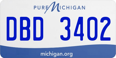 MI license plate DBD3402