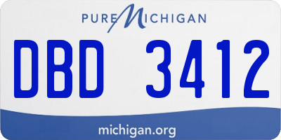 MI license plate DBD3412