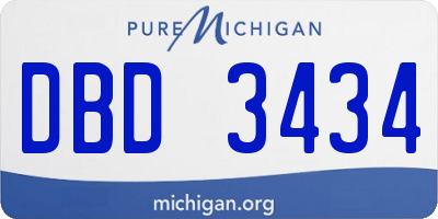 MI license plate DBD3434
