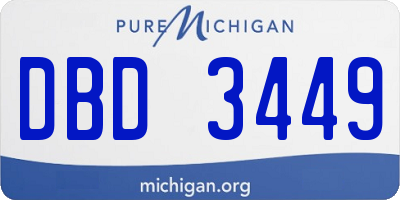 MI license plate DBD3449