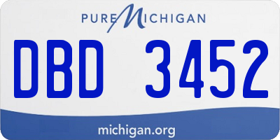 MI license plate DBD3452