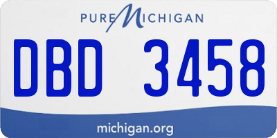 MI license plate DBD3458