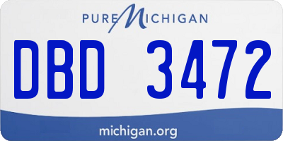 MI license plate DBD3472