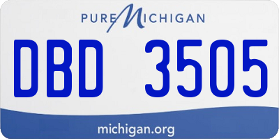 MI license plate DBD3505