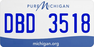 MI license plate DBD3518