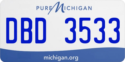 MI license plate DBD3533
