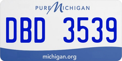 MI license plate DBD3539