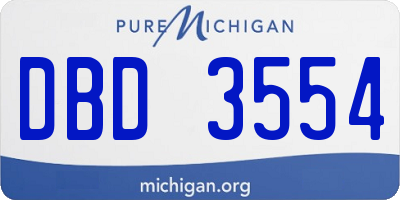 MI license plate DBD3554