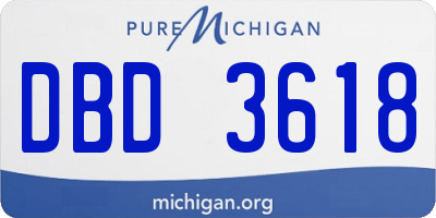 MI license plate DBD3618