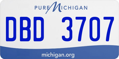 MI license plate DBD3707