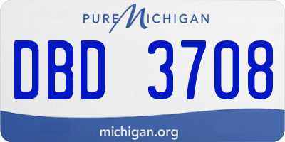 MI license plate DBD3708