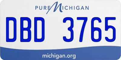 MI license plate DBD3765
