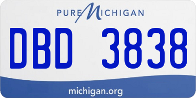 MI license plate DBD3838