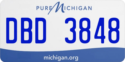 MI license plate DBD3848