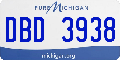 MI license plate DBD3938
