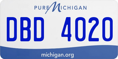MI license plate DBD4020