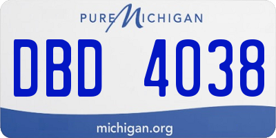 MI license plate DBD4038