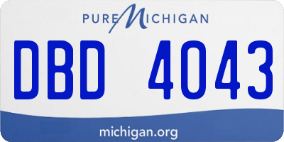 MI license plate DBD4043