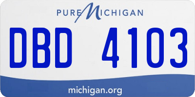 MI license plate DBD4103