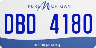 MI license plate DBD4180