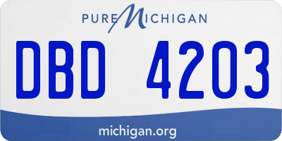 MI license plate DBD4203