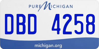 MI license plate DBD4258