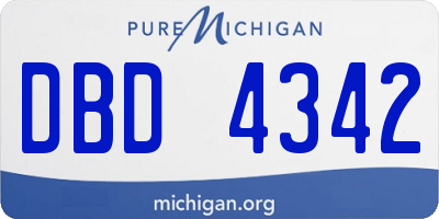MI license plate DBD4342