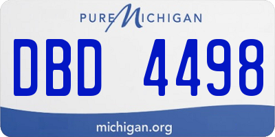 MI license plate DBD4498