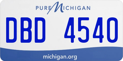 MI license plate DBD4540
