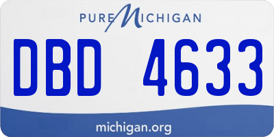 MI license plate DBD4633