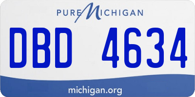 MI license plate DBD4634