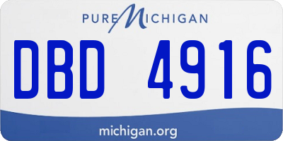 MI license plate DBD4916