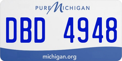 MI license plate DBD4948