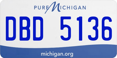 MI license plate DBD5136