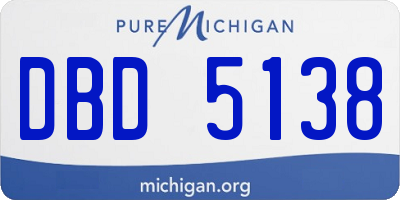 MI license plate DBD5138