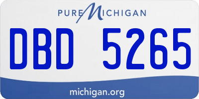 MI license plate DBD5265