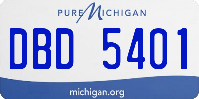 MI license plate DBD5401