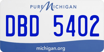 MI license plate DBD5402