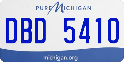 MI license plate DBD5410
