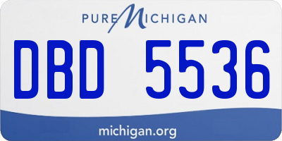 MI license plate DBD5536